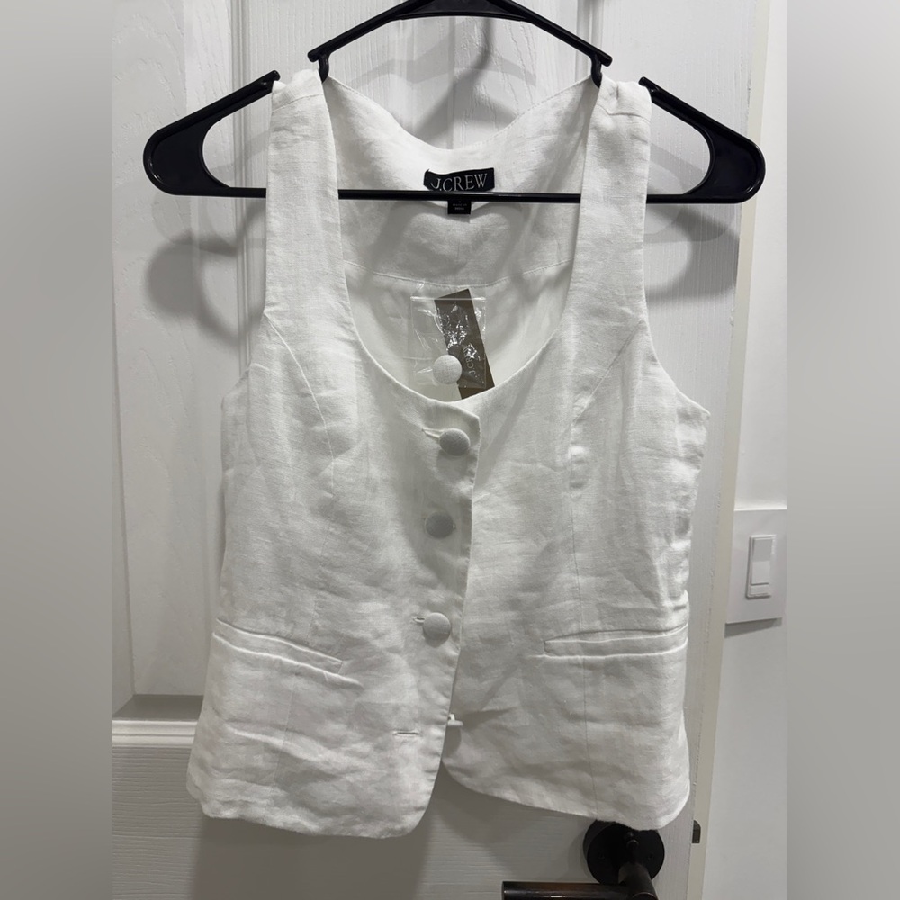 J. Crew Ivory Linen Vest